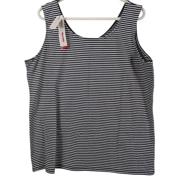 Talbots Tank Top Womens 2X Blue White Striped Reversible Sleeveless Plus Size - Picture 2 of 9